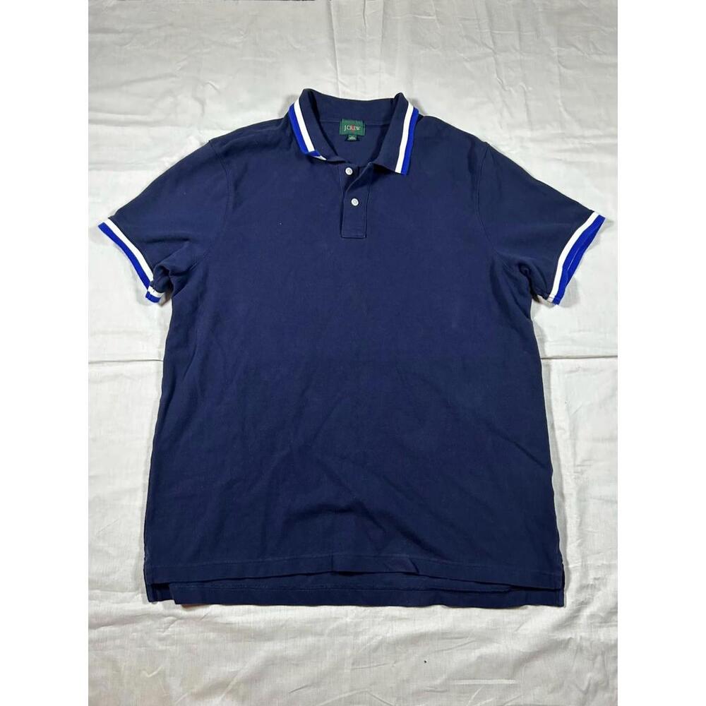J. Crew Oarsman Men’s XL Polo Shirt Classic Pique Navy Blue Cotton Short Sleeve